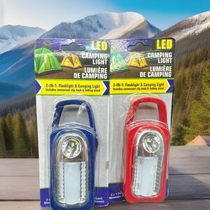 LED Camping Lights 2 in 1 MULTI-PURPOSE Clip-On Flashlight Lot of 2 {LC}